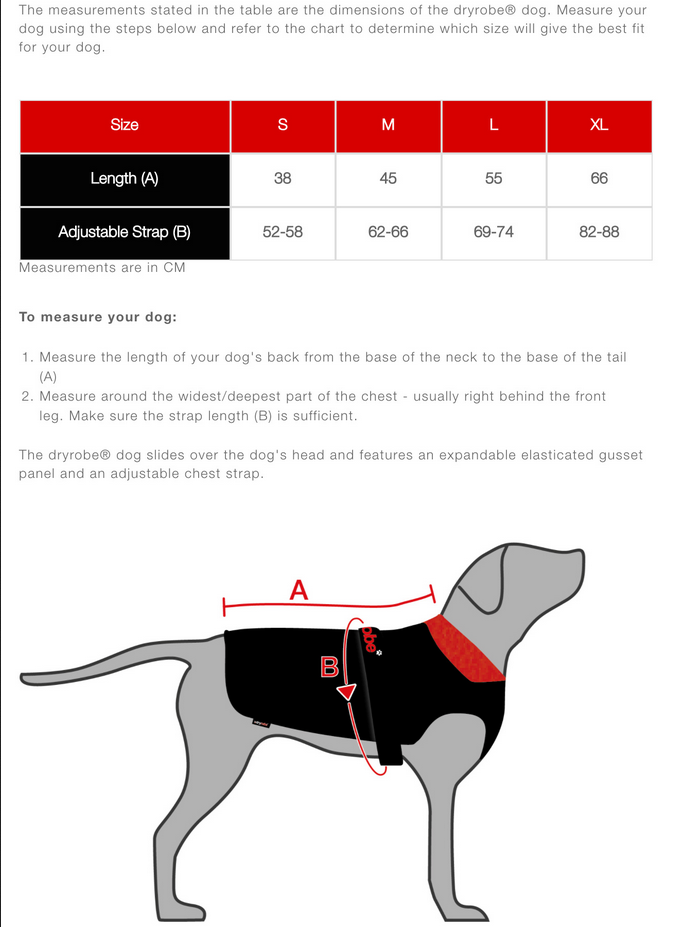 Dryrobe Dog Robe 23 0 Tabla de Tallas